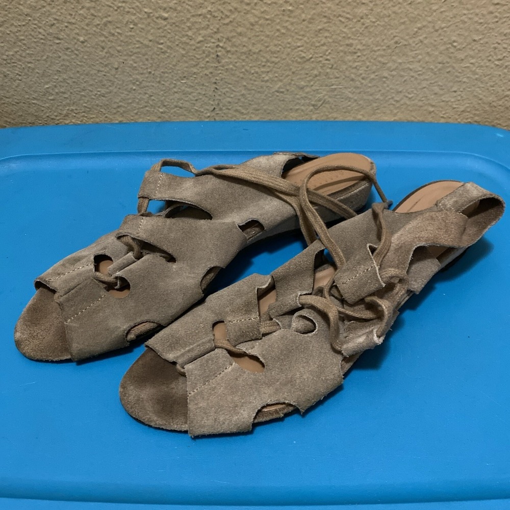Deena & Ozzy Flats Women's Sandals US 8 Lace Suede Brown Shoes Deena And Ozzy
